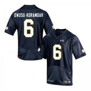 Notre Dame Fighting Irish Men's Jeremiah Owusu-Koramoah #6 Navy Under Armour Authentic Stitched College NCAA Football Jersey DNC0599EZ